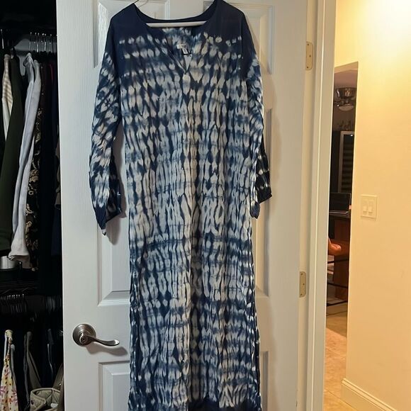 Navy & White Tie Dye Cover Up - Brand New One Size NWT Maxi Dress - Picture 1 of 4